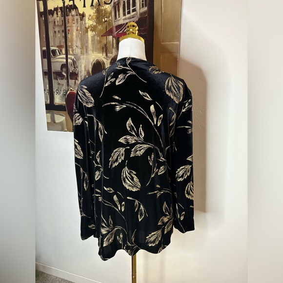 Vintage 80s R&K Originals Black Velvet Gold Patterned Blazer - Picture 4 of 8